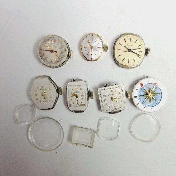 Vintage Broken Mechanical Watch Lot, Faces Craft Repurpose Supplies Repair - Picture 1 of 5